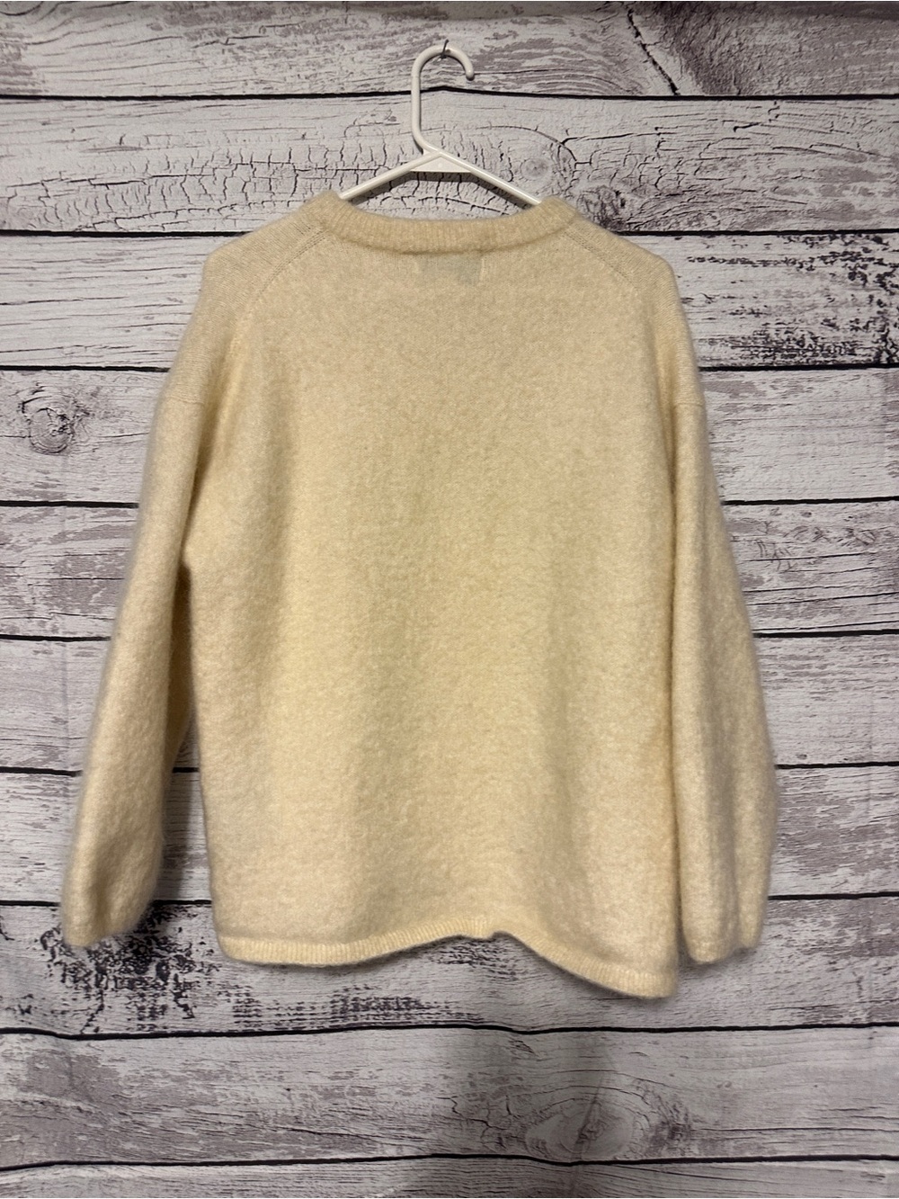 H&M Edition Mohair Wool Blend Sweater Small Cream Fuzzy Luxury Knit